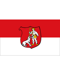 Bandiera: Wuelfrath | City of Wülfrath | Ville de Wülfrath | Stadt WülfrathBeschreibung des Wappens  In Rot ein silbern  weiß  gekleideter Hirte mit goldenem  gelbem  Haar | bandiera paesaggio | 1,35&nbsp;m² | 90&nbsp;×&nbsp;150&nbsp;cm 