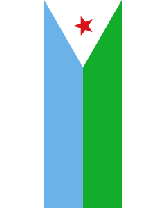 Vertical Hanging Swivel Crossbar Banner Flag: Djibouti |  portrait flag | 6m² | 64sqft | 400x150cm | 13x5ft 