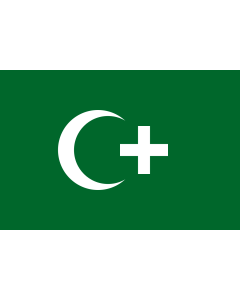 Bandera: Revolution flag of Egypt 1919 | The revolution flag of Egypt from 1919. It bears a crescent and cross to demonstrate that both Muslims and Christians supported the Egyptian nationalist movement against British occupation |  bandera paisaje | 0.06
