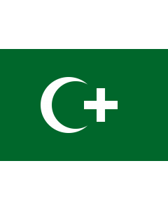 Bandiera: Revolution flag of Egypt 1919 | The revolution flag of Egypt from 1919. It bears a crescent and cross to demonstrate that both Muslims and Christians supported the Egyptian nationalist movement against British occupation |  bandiera paesaggio | 