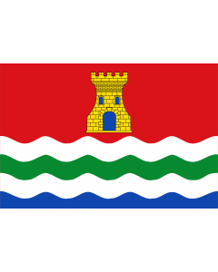 Flag: Alcolea  Almería province - Spain |  landscape flag | 1.35m² | 14.5sqft | 90x150cm | 3x5ft 