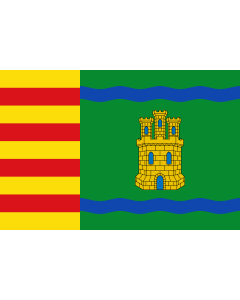 Flag: Alcolea del Cinca | Municipal de Alcolea del Cinca  Huesca  Paño verde |  landscape flag | 1.35m² | 14.5sqft | 90x150cm | 3x5ft 
