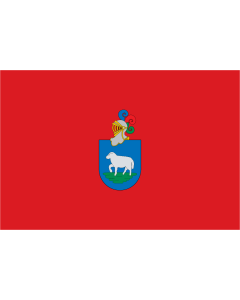 Bandera de  Municipio de Ansoáin  Navarra - España proporciones 2/3 color rojo con el escudo de Ansoáin en el centro en sus esmaltes |  bandera horizontal | 1.35m² | 90x150cm 
