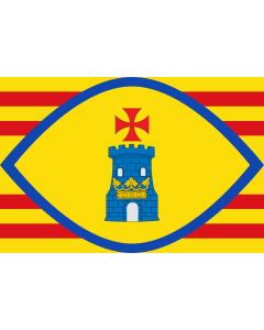 Bandera de  Municipal de Bello  Teruel  Paño de proporción 2/3, formado por 9 franjas horizontales alternas amarillas y rojas |  bandera horizontal | 2.16m² | 120x180cm 