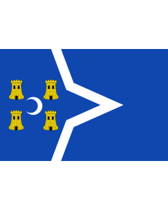 Flag: Puebla de Híjar | Municipal de La Puebla de Híjar  Teruel  Paño azul |  landscape flag | 1.35m² | 14.5sqft | 90x150cm | 3x5ft 