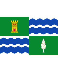 Flag: Mequinenza - Zaragoza - Spain |  landscape flag | 1.35m² | 14.5sqft | 90x150cm | 3x5ft 
