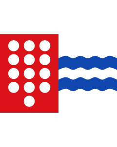 Flag: Pomar de Valdivia  Palencia, Spain |  landscape flag | 1.35m² | 14.5sqft | 90x150cm | 3x5ft 