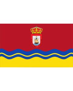 Bandera de  Sanlúcar de Barrameda | Municipio de Sanlúcar de Barrameda  Cádiz-España  según la descripción Bandera rectangular de proporciones 2,5 unidades de larga por 1,5 unidades de ancha dividida perpendicularmente al asta en dos franjas La superior d