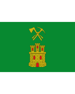 Bandera: De proporciones 2 3. Sobre paño verde un castillo de oro almenado |  bandera paisaje | 2.16m² | 120x180cm 