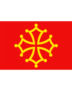 Flag: Contemporary version of the flag as used by city halls and particulars all over Occitania |  landscape flag | 2.16m² | 23sqft | 120x180cm | 4x6ft 