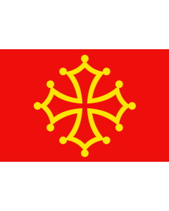 Bandiera: New Flag of Occitania | Contemporary version of the flag as used by city halls and particulars all over Occitania | bandiera paesaggio | 2,16&nbsp;m² | 120&nbsp;×&nbsp;180&nbsp;cm 