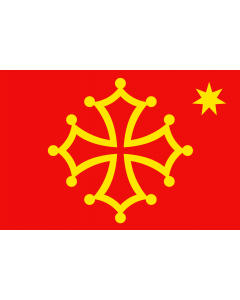 Flag: Contemporary version of the flag as used by city halls and particulars all over Occitania |  landscape flag | 2.16m² | 23sqft | 120x180cm | 4x6ft 