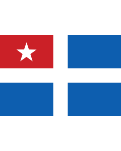 Bandera de  Cretan State | Cretan State  1898-1913, an autonomous state of the Ottoman Empire  - the design depicted the blue and white cross design of Greece and a red canton  upper left  with a white five-pointed star symbolizing the Ottoman suzerainty 