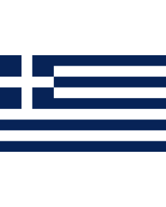Bandera de  Greece  1970-1975 | Greece 1970-1975 | Alternative textuelle  drapeau constitué d une croix blanche sur fond bleu marine en haut à gauche et de quatre rayures blanches altérant avec 5 rayures bleu marine | Greece  1970–1975 |  bandera horizont