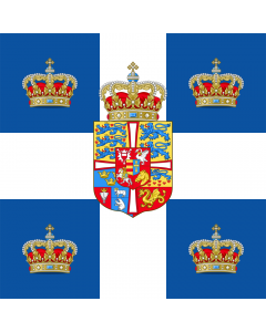 Flag: Royal Standard of the Kingdom of Greece  1936-1967 | Royal Standard of the Kingdom of Greece |  0.06m² | 0.65sqft | 25x25cm | 10x10inch 