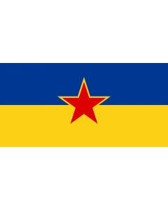 Flagge: Large SFR Yugoslav Ruthenian and Ukranian Minority | Image by User R-41 of the former Yugoslav Ruthenian and Ukranian minority flag  |  Querformat Fahne | 1.35m² | 80x160cm 