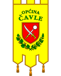 Bandera de  Svečana zastava Čavla | The ceremonial flag of the Municipality of Čavle | Die zeremonielle Flagge der Gemeinde Čavle | Da ceremonia del Comune di Zaule di Liburnia | Svečana zastava općine Čavla | Svečana zastava občine Čavla |  bandera verti