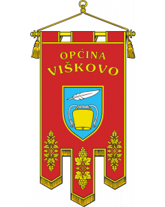 Flag: The ceremonial flag of the Municipality of Viškovo |  portrait flag | 1.35m² | 14.5sqft | 160x80cm | 66x33inch 