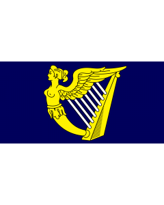 Flagge: Large Blue winged-maiden harp | Third quartering of the Royal Standard of the United Kingdom  1837-present ; see Blazon Azure a harp Or stringed Argent  |  Querformat Fahne | 1.35m² | 80x160cm 
