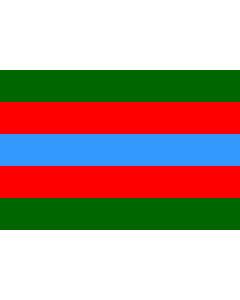 Flag: Vehicles of Basgo | Vehicles in Basgo A horizontally divided dark green-red-light blue-red-dark green flag |  landscape flag | 2.16m² | 23sqft | 120x180cm | 4x6ft 