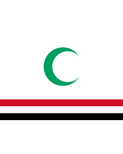 Flag: The widely-ridiculed blue and yellow on white 2004 Iraqi flag proposal |  landscape flag | 1.35m² | 14.5sqft | 90x150cm | 3x5ft 