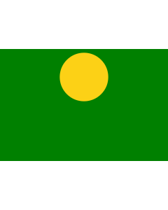 Flagge: Large Persia  1502-1524 | Persia during the reign of en Ismail I  1502-1524  A green flag with a golden full moon  |  Querformat Fahne | 1.35m² | 90x150cm 