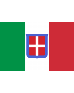 Flagge: Large Königreich Italiens  1861-1946  In einem staatlichem oder militärischem Kontext ist die Version mit der Krone zu verwenden  |  Querformat Fahne | 1.35m² | 90x150cm 
