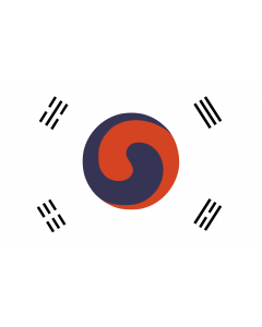 Flag: 1882 version of the flag of Korea, based on the earliest surviving depiction of the flag, published in a U |  landscape flag | 2.16m² | 23sqft | 120x180cm | 4x6ft 