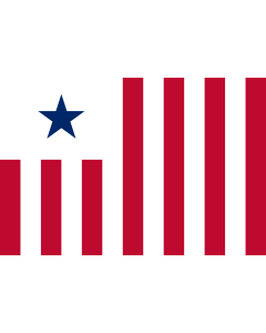 Bandera de  Liberian Customs | Liberian Customs Service - the flag s dimensions are 2 3. The main field is divided into 13  2 additional stripes compared to the national flag  vertical alternating red and white stripes |  bandera horizontal | 1.35m² | 90x
