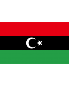 Flag: Libyan protesters flag  observed 2011 | Variant observed to be used by some Libyan rebels against Ghaddafi on TV news reports etc |  landscape flag | 1.35m² | 14.5sqft | 90x150cm | 3x5ft 