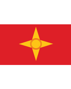 Bandera de  Proposal of Macedonia - 5 | One of the first 12 flag proposals for a new flag of Macedonia  1995 | Едно од вкупноте 12 предлог-знамиња на Македонија |  bandera horizontal | 1.35m² | 90x150cm 