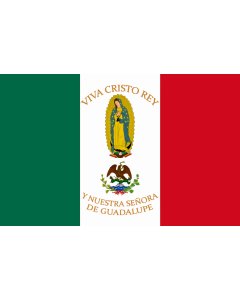 Flagge: Large Mexico Flag Cristeros | Such as this one were used by the Cristeros when resisting the secular government forces in the  Cristero War | Utilizado por los Cristeros en la Guerra Cristera | Īpān Cristopīxqueh  |  Querformat Fahne | 1.35m² | 90