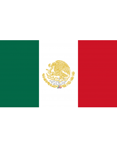 Flag: Variant of the Mexican flag with golden coat of arms |  landscape flag | 2.16m² | 23sqft | 120x180cm | 4x6ft 