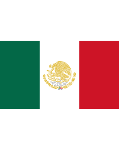 Bandera de  Variante de la bandera de México con el escudo coloreado en oro |  bandera horizontal | 2.16m² | 120x180cm 