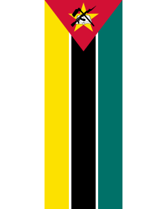 Drapeau: bannière drapau avec tunnel sans crochets Mozambique |  portrait flag | 6m² | 400x150cm 