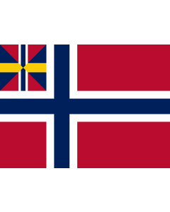 Bandera: Norge-Unionsflagg-1844 | Norway In 1844 a union badge combining Norwegian and Swedish colors was placed at the hoist of both countries  flags |  bandera paisaje | 1.35m² | 100x140cm 