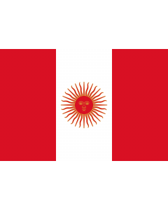 Drapeau: Peru  1822-1825 | Third flag of Peru  1822 - 1825 | Tercera bandera del Perú | Kinsa ñiqin ñiqin Piruw Wiphala  1822 - 1825 |  drapeau paysage | 2.16m² | 120x180cm 