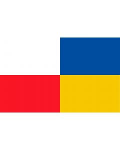 Flag: Gmina Sanok |  landscape flag | 1.35m² | 14.5sqft | 90x150cm | 3x5ft 
