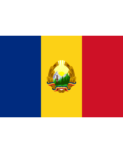 Bandera: Romania  1948-1952 | Romania  28 March 1948 - 24 September 1952  Construction sheet of the Flag of Romania as depicted in Decree nr |  bandera paisaje | 1.35m² | 90x150cm 