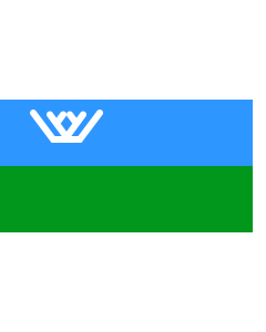 Flag: Khanty-Mansi Autonomous Okrug—Yugra |  landscape flag | 0.96m² | 10sqft | 70x140cm | 27x54inch 