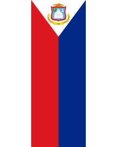 Drapeau: bannière drapau avec tunnel et avec crochets Saint-Martin | portrait flag | 6m² | 400x150cm