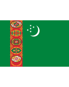 Flag: Turkmenistan |  landscape flag | 0.375m² | 4sqft | 50x75cm | 1.5x2.5ft 