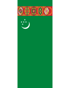 Drapeau: bannière drapau avec tunnel sans crochets Turkmenistan !Turkménistan | portrait flag | 3.5m² | 300x120cm