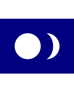 Bandera de  Blue Ground White Sun and Moon | Blue Ground | 藍底白色日月旗、台湾共和国（東京）臨時政府の旗です。 | 藍底白色日月旗，臺灣共和國（東京）臨時政府旗。 | ​藍底白色日月旗，臺灣共和國（東京）臨時政府旗。 | ​Nâ-té peh-sik ji̍t-gua̍t-kî |  bandera horizontal | 1.35m² | 100x130cm 