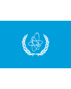 Flag: International Atomic Energy Agency  IAEA |  landscape flag | 0.7m² | 7.5sqft | 70x100cm | 2x3ft 