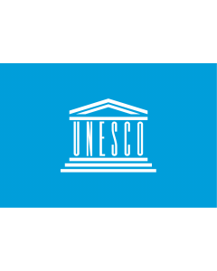 Bandiera: UNESCO | United Nations Educational | L Organisation des Nations unies pour l éducation | Organisation der Vereinten Nationen für Bildung | Organização das Nações Unidas para a Educação | Прапор ЮНЕСКО |  bandiera paesaggio | 0.7m² | 70x100cm 