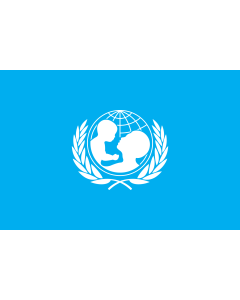 Flag: UNICEF |  landscape flag | 0.06m² | 0.65sqft | 20x30cm | 8x12in 