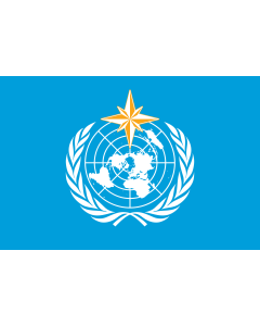 Flag: World Meteorological Organization |  landscape flag | 0.375m² | 4sqft | 50x75cm | 1.5x2.5ft 