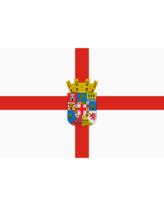 Flag: Almería Province | Provincia de Almería  España  Escudo provincial sobre La Cruz de San Jorge |  landscape flag | 1.35m² | 14.5sqft | 90x150cm | 3x5ft 