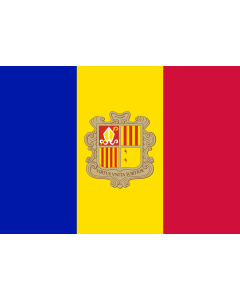 Flag: Andorra |  landscape flag | 1.35m² | 14.5sqft | 90x150cm | 3x5ft 